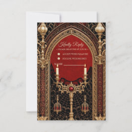 Tarjeta De Confirmación De Asistencia La elegancia oscura del estilo gótico.