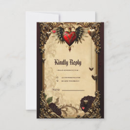 Tarjeta De Confirmación De Asistencia La elegancia y el misticismo del corazón gótico