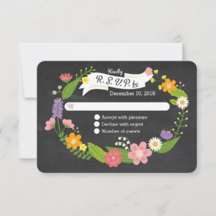 Tarjeta De Confirmación De Asistencia La guerra de Boho Woodland en el Boda de Chalkboar
