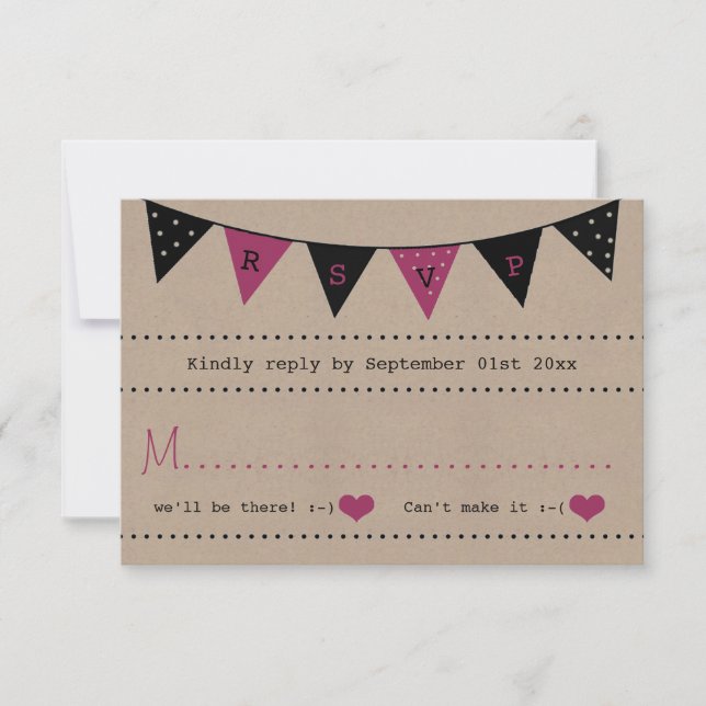 Tarjeta De Confirmación De Asistencia La moderna colección de Bodas de Bunting (Anverso)
