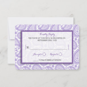 Tarjeta De Confirmación De Asistencia La moderna colección de Bodas Paisley - Púrpura