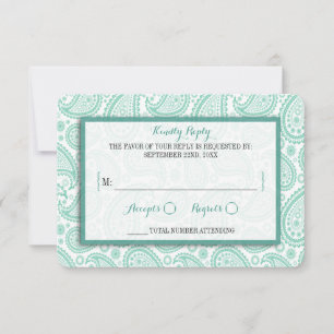 Tarjeta De Confirmación De Asistencia La moderna colección de Bodas Paisley - Verde