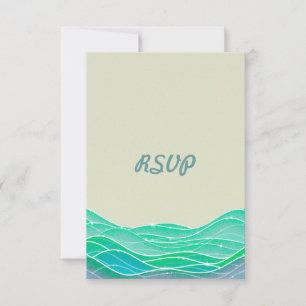 Tarjeta De Confirmación De Asistencia La playa que casa ondas mágicas invita