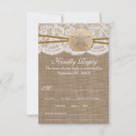 Tarjeta De Confirmación De Asistencia La Rustic Sand Dollar Beach Wedding