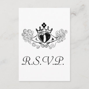 Tarjeta De Confirmación De Asistencia La tarjeta Claddagh R.S.V.P (negro)