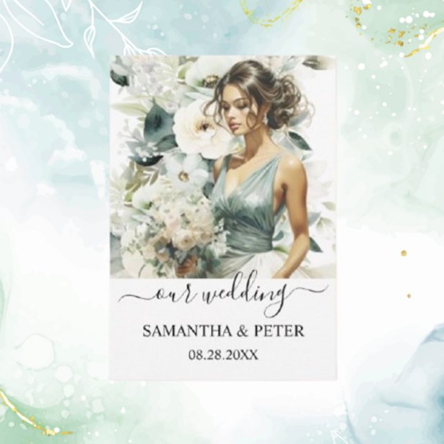 Tarjeta De Confirmación De Asistencia La vegetación del eucalipto azul y turbio (Delight your guests with a Dusty Blue Eucalyptus Greenery RSVP Card,)