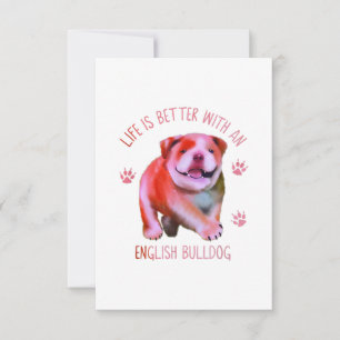 Tarjeta De Confirmación De Asistencia La Vida Es Mejor Con Un Bulldog Inglés Gracioso