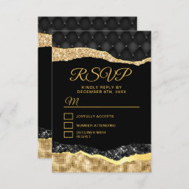 Tarjeta De Confirmación De Asistencia Lágrimas de oro y negro dieciséis