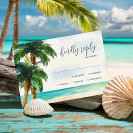 Tarjeta De Confirmación De Asistencia Laguna Tropical Beach | Boda Paraíso de Árboles de