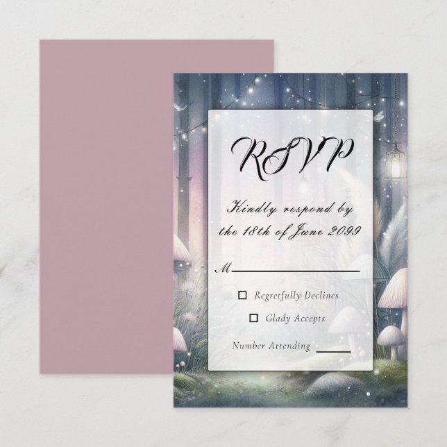 Tarjeta De Confirmación De Asistencia Lanternlight Dreams Enchanted Forest (Anverso / Reverso)