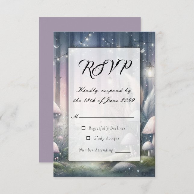 Tarjeta De Confirmación De Asistencia Lanternlight Dreams Enchanted Forest (Anverso / Reverso)