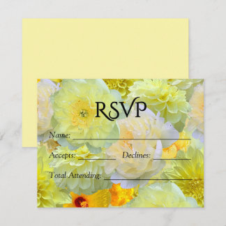 Tarjeta De Confirmación De Asistencia Larger Yellow Floral Watercolor Wedding RSV