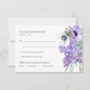 Tarjeta De Confirmación De Asistencia Larissa Boda de Elección de Comida Morada Floral