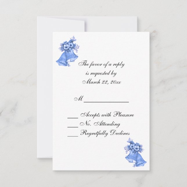 Tarjeta De Confirmación De Asistencia Las campanas Bodas azules personalizadas (Anverso)