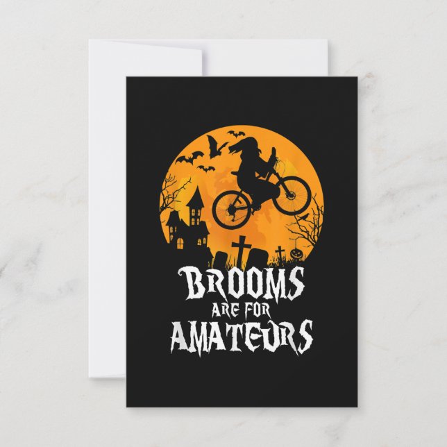 Tarjeta De Confirmación De Asistencia Las Habitaciones Son Amateurs Witch Riding Bicicle (Anverso)