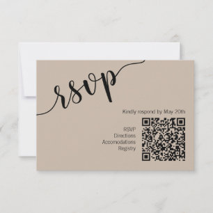 Tarjeta De Confirmación De Asistencia Latte Mocha Amor Negro Escritura Minimalista Boda