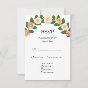 Tarjeta De Confirmación De Asistencia Laurel & Rose Flores Boda