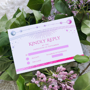 Tarjeta De Confirmación De Asistencia Lavanda celeste Boda de estrellas de luna de sol r