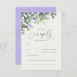 Tarjeta De Confirmación De Asistencia Lavanda con Boda de la vegetación Eucalyptus