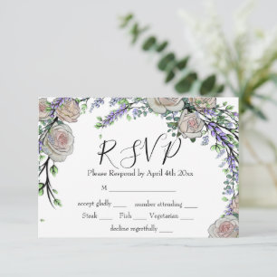 Tarjeta De Confirmación De Asistencia Lavanda Eucalyptus color rosa blanco verde