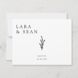 Tarjeta De Confirmación De Asistencia Lavanda floral Minimalista moderno negro y blanco