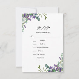 Tarjeta De Confirmación De Asistencia Lavender Eucalyptus Floral Elegante Boda Formal