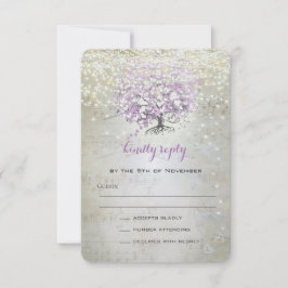 Tarjeta De Confirmación De Asistencia Lavender Fairytale Lights and Stars Boda