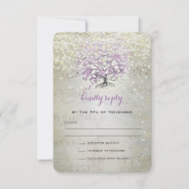 Tarjeta De Confirmación De Asistencia Lavender Fairytale Lights and Stars Boda