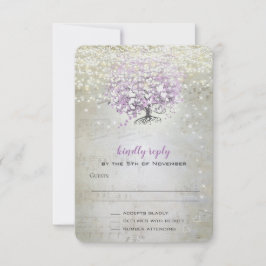Tarjeta De Confirmación De Asistencia Lavender Fairytale Lights and Stars Boda