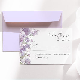 Tarjeta De Confirmación De Asistencia Lavender Floral Watercolor Elegant Wedding