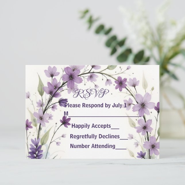 Tarjeta De Confirmación De Asistencia Lavender & Lilac Floral Arch (Anverso de pie)