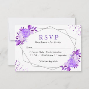 Tarjeta De Confirmación De Asistencia Lavender Purple Floral Fría Fría Fría de Marco Gri