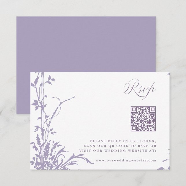 Tarjeta De Confirmación De Asistencia Lavender Romantic Botanical Arch Garden Wedding (Anverso / Reverso)