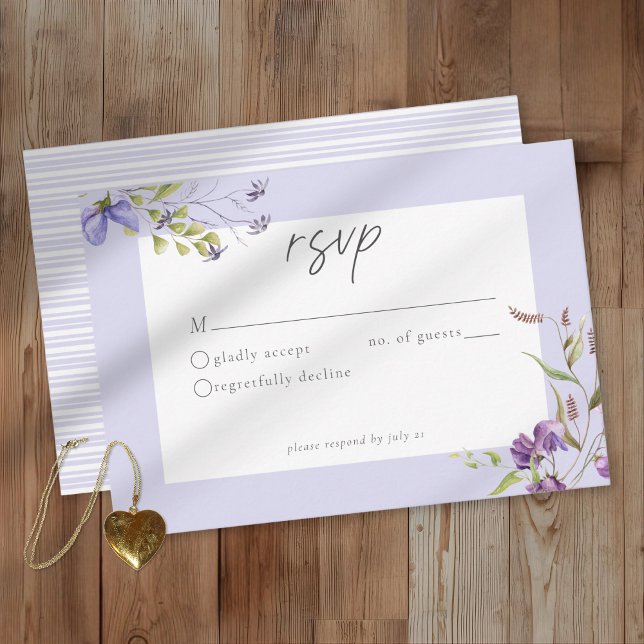 Tarjeta De Confirmación De Asistencia Lavender Wildflower Garden Romantic Wedding (Subido por el creador)