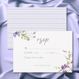 Tarjeta De Confirmación De Asistencia Lavender Wildflower Garden Romantic White Wedding