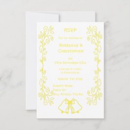 Tarjeta De Confirmación De Asistencia Lemon Bells Scrollwork Design Boda