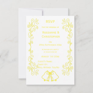 Tarjeta De Confirmación De Asistencia Lemon Bells Scrollwork Design Boda