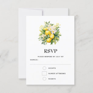 Tarjeta De Confirmación De Asistencia Lemon Bouquet con Boda de flores blancas