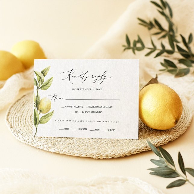 Tarjeta De Confirmación De Asistencia Lemon Sorrento Citrus Boda (Subido por el creador)