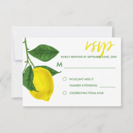 Tarjeta De Confirmación De Asistencia Lemones Amarillos Frescos y Hojas Verdes