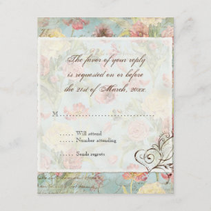 Tarjeta De Confirmación De Asistencia Les Fleurs Peony Rosa Tulip Floral Flowers Boda