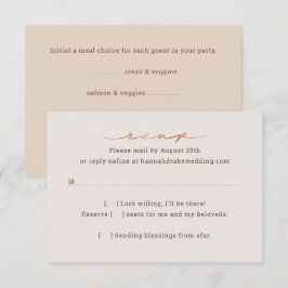 Tarjeta De Confirmación De Asistencia Letra a Mano Caligrafiada para Bodas
