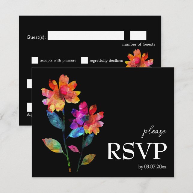 Tarjeta De Confirmación De Asistencia 🌈 LGBTQ Budget Dietary choice  Petals & Pride  (Anverso / Reverso)