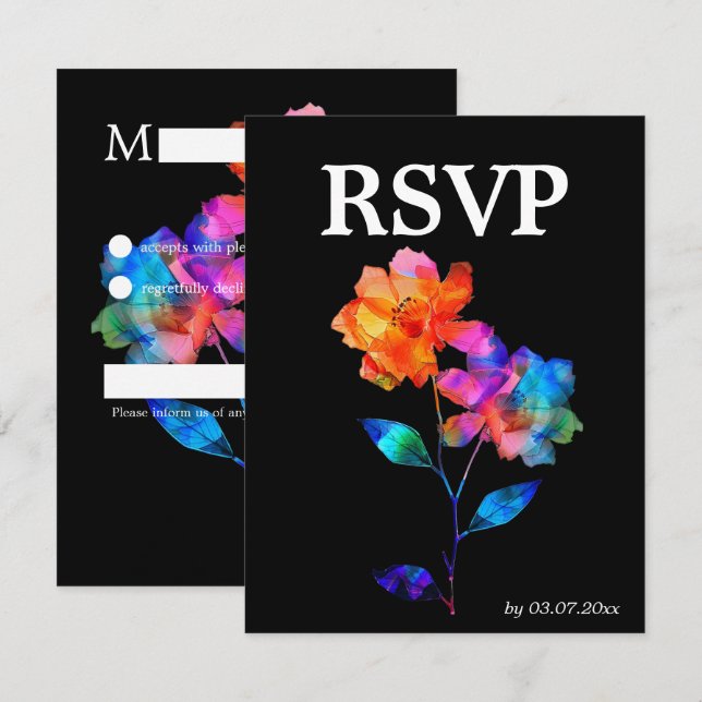 Tarjeta De Confirmación De Asistencia 🌈 LGBTQ Soaring Together  Petals & Pride  (Anverso / Reverso)