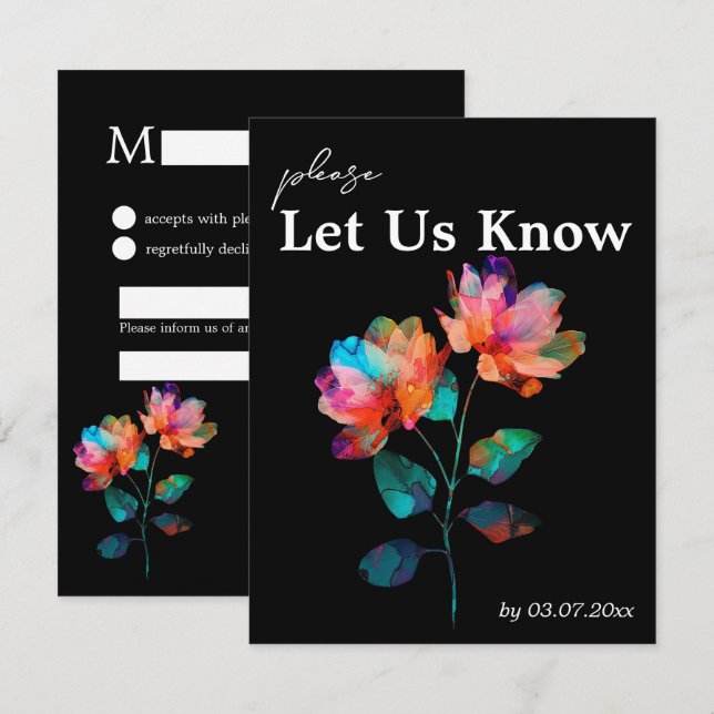 Tarjeta De Confirmación De Asistencia 🌈 LGBTQ With song request  Petals & Pride  (Anverso / Reverso)