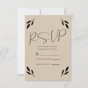 Tarjeta De Confirmación De Asistencia Libro de invitados de boda kraft moderno rústico d