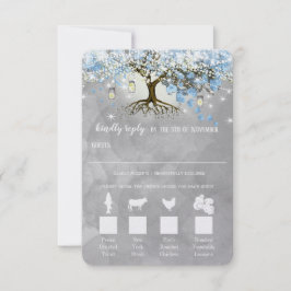 Tarjeta De Confirmación De Asistencia Ligero Pálido Dusty Blue Heart Leaf Tree Forest Rs