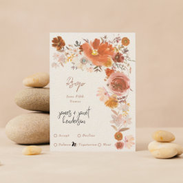 Tarjeta De Confirmación De Asistencia Light Cream Terracotta Floral Wreath Wedding
