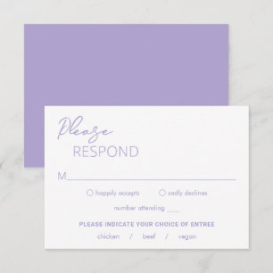 Tarjeta De Confirmación De Asistencia Lilac Boda moderno mínimo