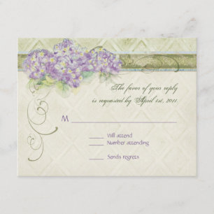 Tarjeta De Confirmación De Asistencia Lilac Hydrangea de estilo vintage - Tarjeta de res